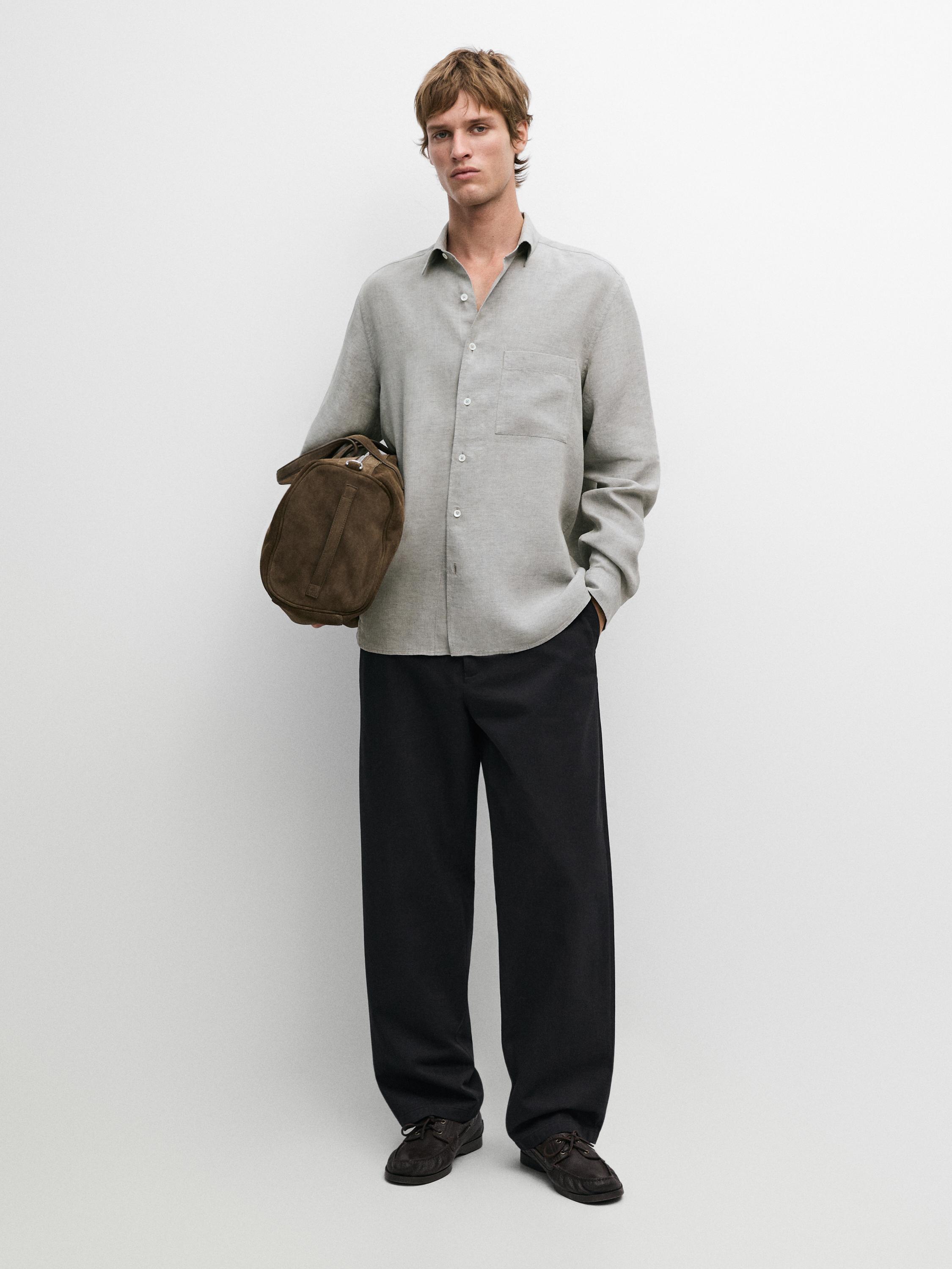 Chemise regular fit à poche 100 % lin